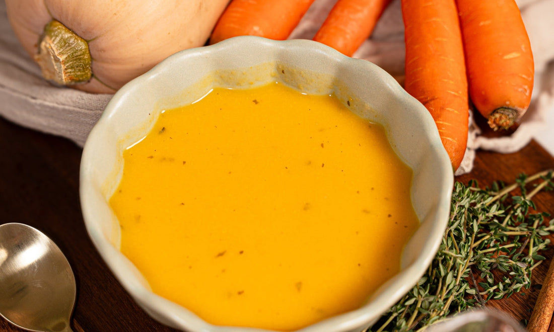 A picture of a tasty easy to make high-protein butternut squash soup