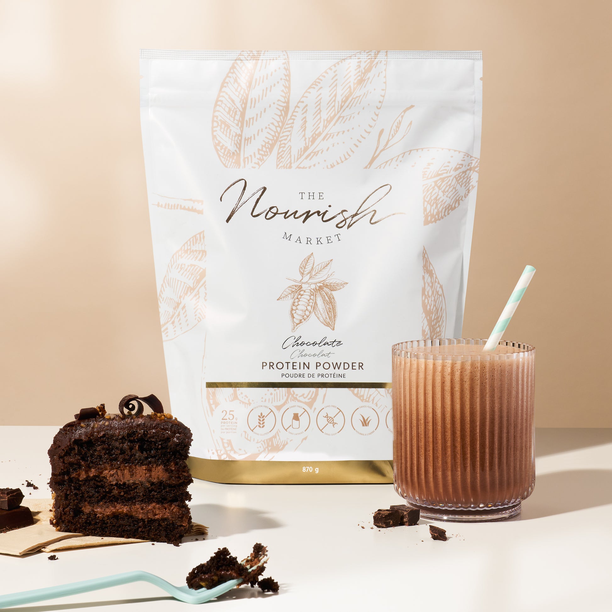 Nourish Market Chocolate Protein Powder Canadian Sourced