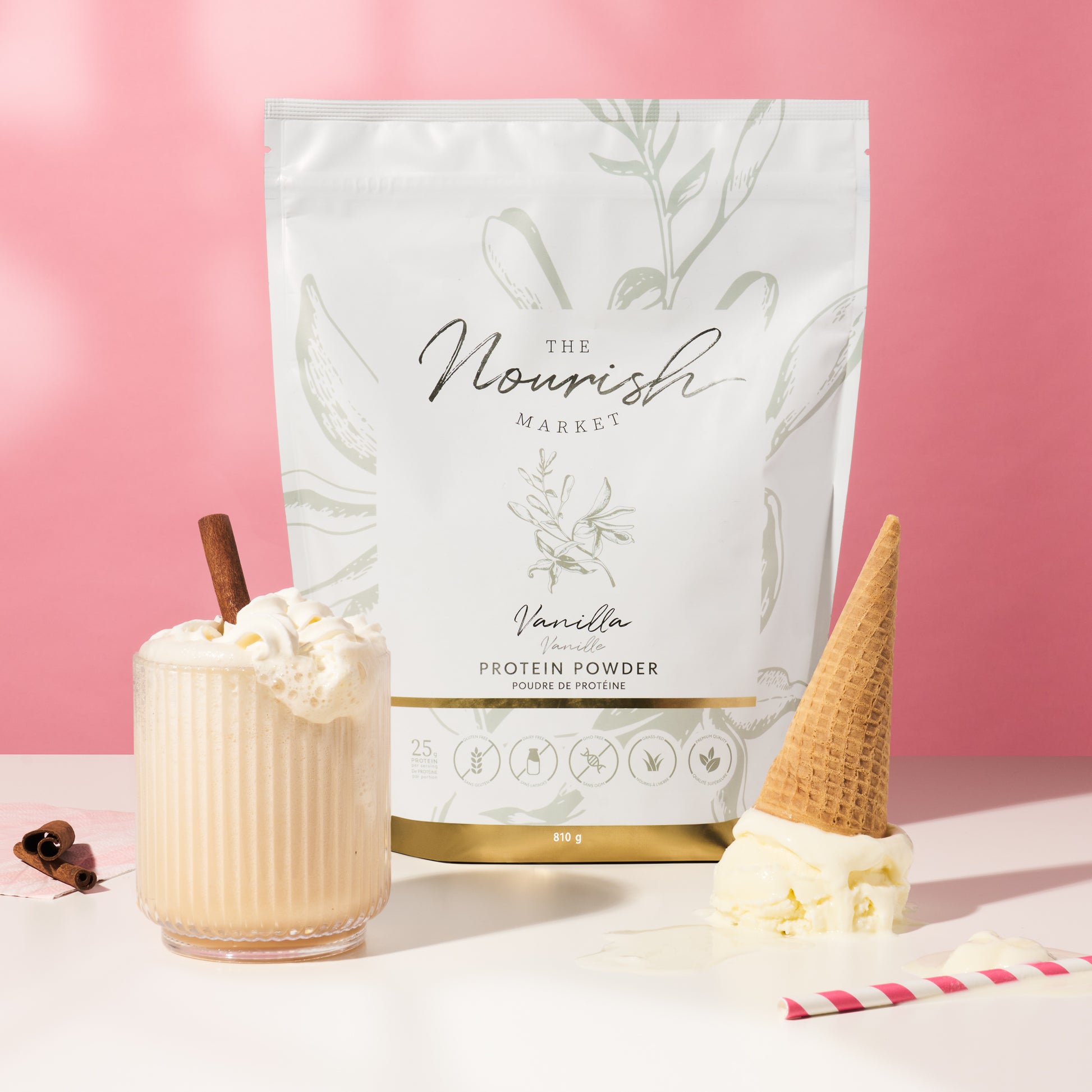 Vanilla protein powder, Canadian sourced from the Nourish market.